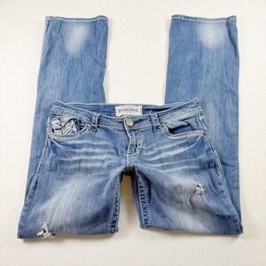 Y2K Hydraulic Low Rise Distressed Bootcut Jeans — Size 9